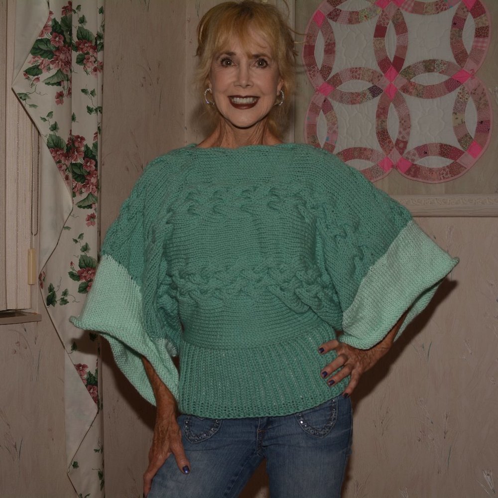 Hand knit bell sleeved sweater